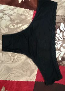 Black Lace Trim Thong