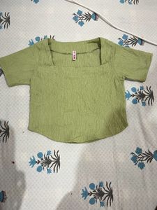 Chic Square Neck Textured Cropped Top