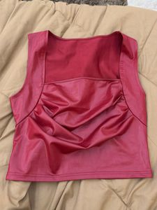 Cider Chic Red Faux Leather Top