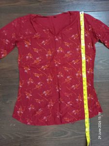 Chic Red Floral Print Kurta Top