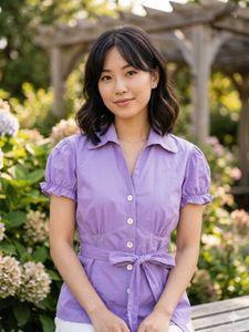 Chic Lavender Puff Sleeve Button-Up Top