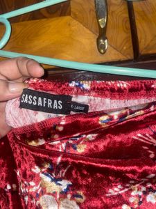 Sassafras Velvet Floral Off-Shoulder Dress XL
