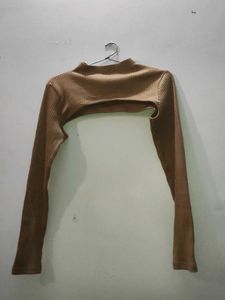 Ribbed Cropped Turtleneck Top