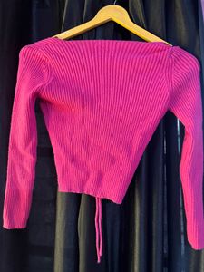 Hot Pink Knitted Crop Top