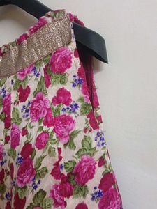 Floral Print Ethnic Skirt with Golden and velvet p
