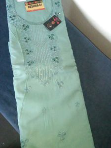 Elegant Pastel Sea green  Cotton Unstitched Suit