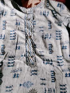 Blue &amp; White Printed Kurta with Patiala Pants