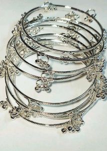 Silver Anklet Bracelets Set