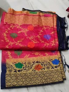 Vibrant Pink Silk Saree