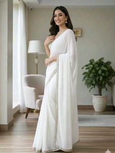 Elegant White Saree for a beautiful look