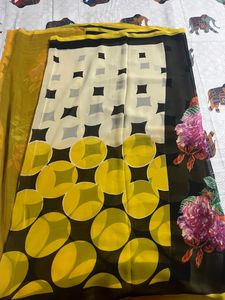 Floral Saree With Polka dot Prints