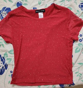 Sparkly Red Mesh Top