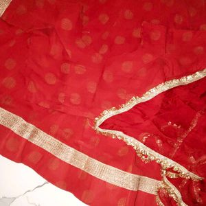 Red Lehenga with Golden Border