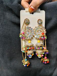 Exquisite Jhumka Earrings with Chain