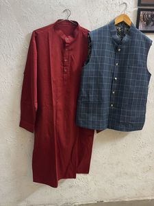 Men's Kurta Set with Nehru Jacket XL