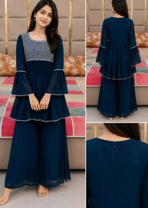 Elegant Teal Kurta with Palazzo Set