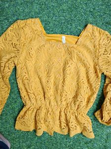 Stylish Yellow Lace Top used once only