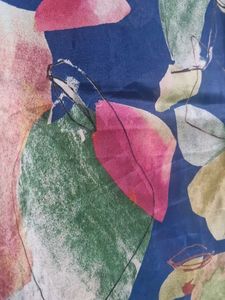 Navy blue floral printed saree with blouse piece