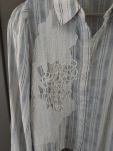 Striped Embroidered Button-Up Shirt
