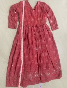 Elegant Red Anarkali Kurta with Dupatta
