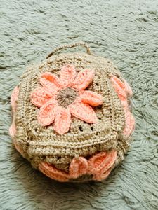 Handmade Crochet Bag with Floral Design