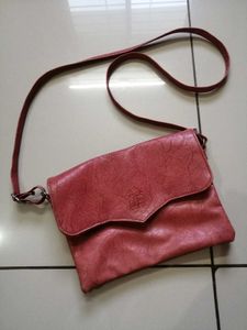 Chic Red Faux Leather Crossbody Bag