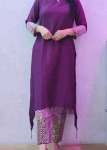 New purple kurta with embroidery pant and dupatta