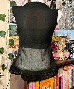 Sheer Black Embellished Top