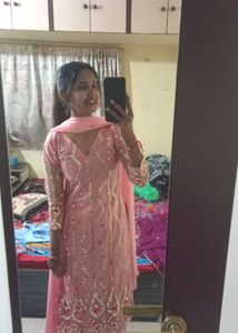 Pakistani Net Suit Set With Palazzo And Duptaa