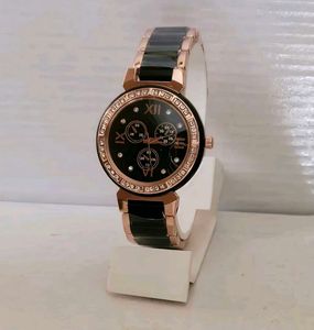 Elegant Rose Gold & Black Watch