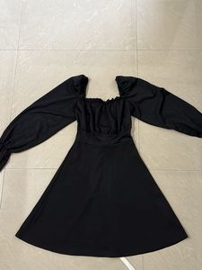 Black Off-Shoulder Puff Sleeve Dress