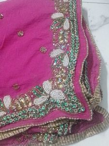 Beautiful Embroidered Pink dupatta