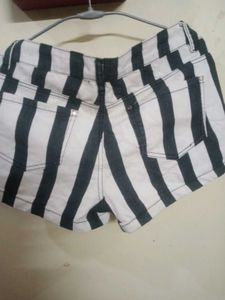 Striped Denim Shorts