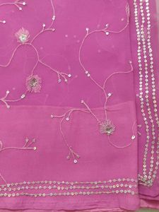 Beautiful Pink Embroidered Saree💕