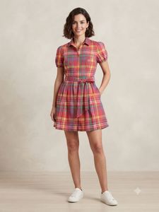Charming Plaid Shirt Dress