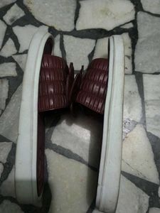 Maroon Bow Flip-Flops