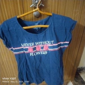 Blue 'Never Without Flowers' T-Shirt