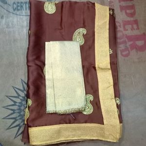 brand new coffee color  chiffon saree