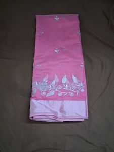 Elegant Pink Embroidered Saree