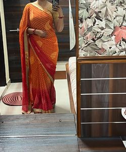Elegant Red &amp; Orange Saree