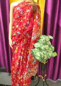 Beautiful Red Floral Saree
