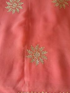 peach Gotta work saree with lace and tussel