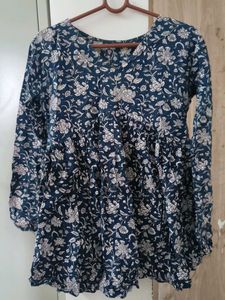 Blue Floral Print Kurta