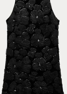 Black Floral Embellished Mini Dress