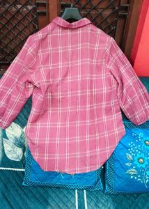 Pink Plaid Button-Up Shirt