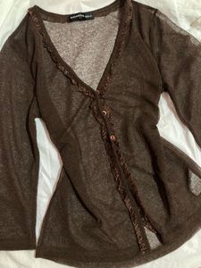 Brown  sheer  Cardigan