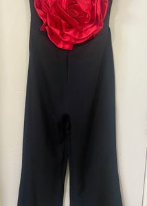 Chic Black Jumpsuit with Rose Detail