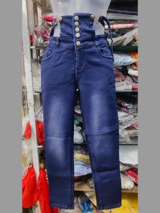 High Waist Ripped Jeans with Button upRings
