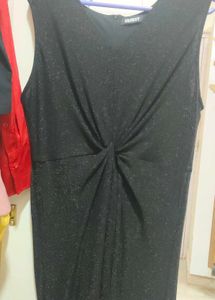 Sparkly Black Knot Detail Dress