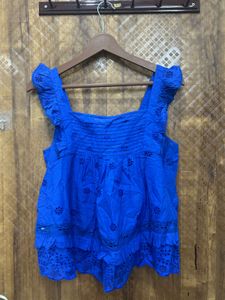 Mango Embroidered Ruffled Top(Brand new)